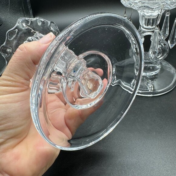 Pottery Barn Olivia Taper Clear Crystal Candle Holder Tear Drop Crystal Accents - Picture 10 of 11